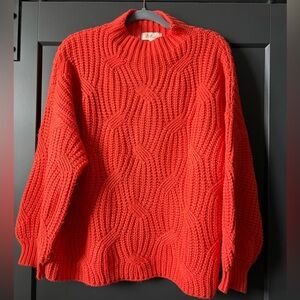 Listicle Vibrant Orange Mock Neck Sweater
